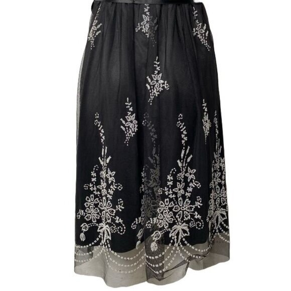 Onyx Sparkle Beaded Floral Little Black Party Dress Size 10 - Picture 9 of 14